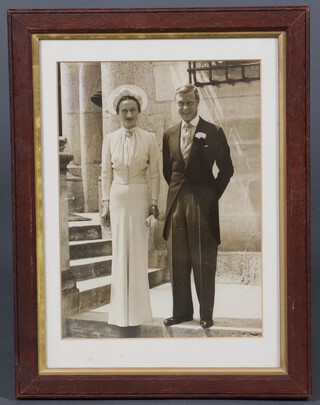 Cecil Beaton (British 1904-1980), a marriage photograph of Edward Duke of Windsor and Mrs Simpson at The Chateau D'Cande, a silver print photograph 29cm x 21cm (some creasing) 