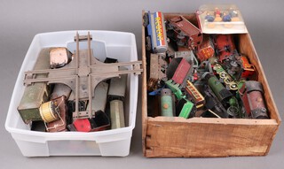 A quantity of O gauge Hornby clockwork locomotives and track
