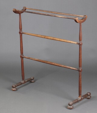 A 19th Century turned mahogany towel rail 98cm h x 87cm w 