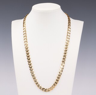 A 9ct yellow gold flat link curb chain necklace, 50cm, 42.6 grams 