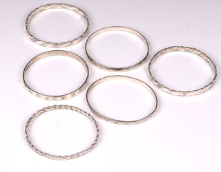 Six bangles marked Sterling 98 grams 