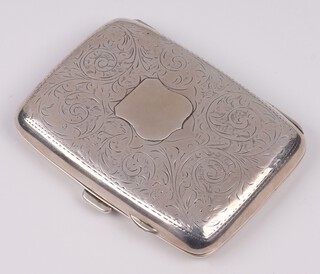 An engraved silver cigarette case Birmingham 1938, 58 grams 
