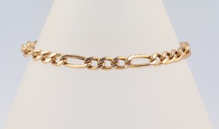 An Italian yellow gold marked 9kt flat link bracelet, 16cm, 2.8 grams 