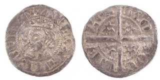 An Alexander II of Scotland second coinage (1280-86) silver penny, obv barred A rev. Pierced mullets 24 points REX SCOTOR VM+, 1.25g