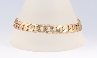 A 9ct yellow gold flat link bracelet, 21cm, 21.6 grams 