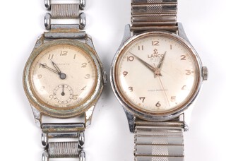 A gentleman's vintage Lanco Deluxe wristwatch with sweep second hand, contained in a chrome case (currently running) together with a gentleman's Ardath wristwatch with subsidiary second hand contained in a chrome case (some corrosion) 