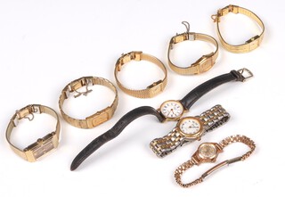 Three ladies Seiko wristwatches contained in gilt cases, a Rotary ditto and 3 other ladies wristwatches