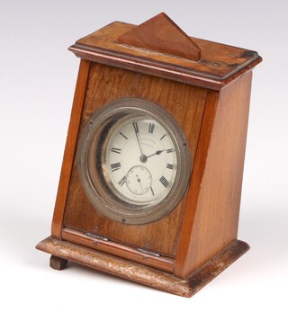 D Gardener of Tenby, an open faced pocket watch with enamelled dial and subsidiary second hand, the movement no.65037, contained in a silver case Chester 1892 (not running, 2 large chips to the glass), within a walnut wedge shaped night case 