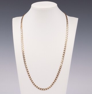 A 9ct yellow gold flat link chain, 56cm, 12.9 grams 