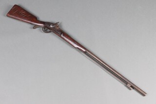 A 19th century percussion muzzle loading rifle with 75cm barrel stamped L * E R ( Liege? ), complete with ram rod 