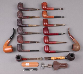Five Dunhill Shell pipes nos. 2241031 x 2, 3441031, 366/25 and Cumberland 5213, 7 other Dunhill pipes - 34, 40F/T, 60 Bruyere with silver mount, 64, a Bruyere RF/T, 1 marked A, 127 and a 4101 and a Dunhill pipe with silver band, all used 