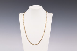 A 9ct yellow gold marked 375 flat link chain, 50cm, 10.5 grams