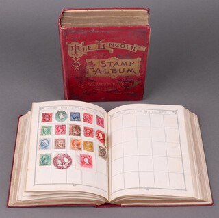 Two Lincoln albums of used world stamps including GB, Germany, USA, India, Victoria and later 