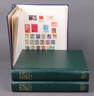 An album of mint Jersey stamps 1970 to 1999, an album of world stamps including South Africa, Borneo and Eire 1922 and onwards and a blue album of used world stamps - Italy, Hungary, Germany, France, China and Canada 