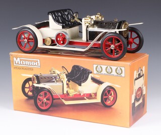 A Mamod model Steam Roadster with steering column, boxed and with original posting box 