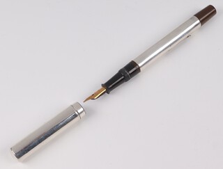 A Battle Axelever fountain pen in a silver case London 1921 