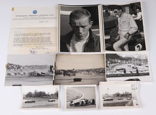 An interesting collection of ephemera (mainly photographs) of the disastrous Formula Two race that took place in Israel on November 22nd 1970.  (There was controversy surrounding the race which was abandoned after just one lap as the proximity of the spectators to the track raised serious safety concerns for the drivers. Ultimately, the F2 drivers collectively refused to race but fearing a riot if the event was completely cancelled, they agreed to a single-lap procession at reduced speed before abandoning the race and leaving the circuit.)
