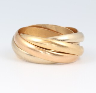 An 18ct 3 colour gold Russian wedding ring, size K, 7.4g