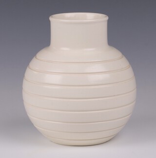 Keith Murray for Wedgwood, a white glazed vase the base marked KM Wedgwood Made in England 13cm 