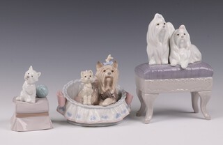 Three Lladro figure groups - Sitting Pretty 17cm, Our Cosy Home 11cm 6469 by Jose Luis Alvarez and My Favourite Companion 6985 10cm