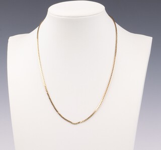 A 9ct yellow gold flat link chain, 38cm, 3.9 grams 