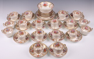 A 19th Century 41 piece Derby style floral patterned tea service comprising 2 plates, 8 small cups, 10 large cups and 20 saucers 