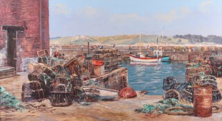 **Nancy Bailey (1913-2012), "Pots and Things, Padstow", 20th century oil on canvas, signed recto, titled verso, 49cm x 90cm, within a gilt frame ** Please note - Artists Re-sale Rights may be payable on this lot