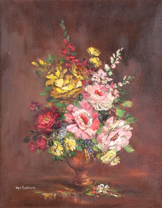 Wyn Appleford (1923-2016), Still Life with Flowers in a Vase, 20th century oil on canvas, signed, 50cm x 39cm, within a swept gilt composition frame.