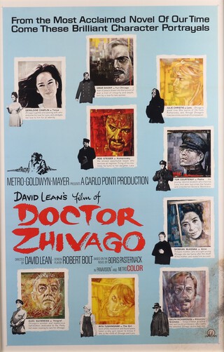 A US one sheet movie film poster of Doctor Zhivago,  99cm x 52cm, framed  