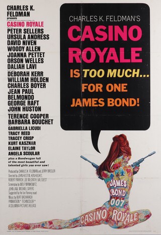 A US one sheet movie film poster of Casino Royale, (Peter Sellers version) Colombia Pictures Corporation 1967, marked 67/2 to bottom right corner 98cm x 67cm, framed 
