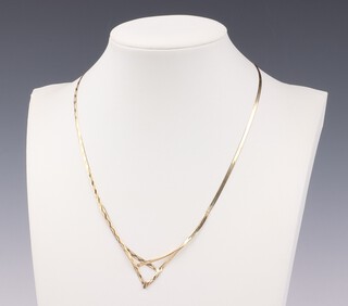 A 9ct yellow gold fine link chain, 37cm, 2.1 grams (misshapen) 
