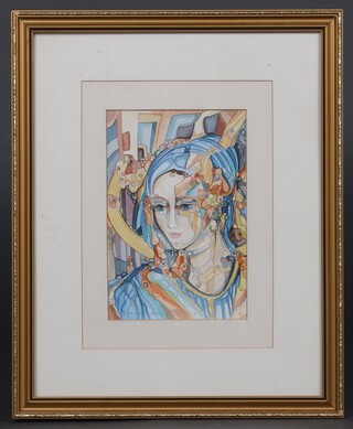 Roxane Lobanov-Rostovsky, impressionist study signed, head and shoulders portrait of a lady 27cm x 18cm 