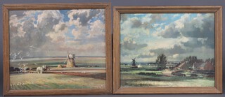 Edward Denyer, coloured prints, rural and ploughing scene 50cm x 59cm 