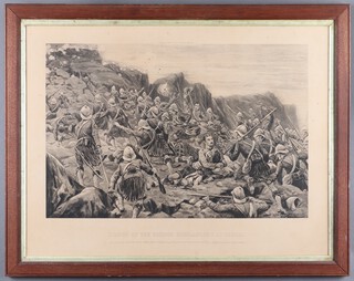 After Stanley Berkeley, "Charge of The Gordon Highlanders at Dargia", 19th Century photogravure, 41cm x 60cm, within a stained wood frame