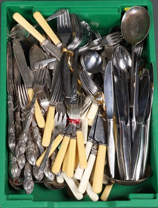A collection of silver plated flatware 