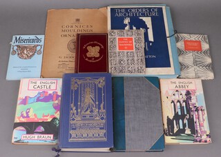 A collection of books on architecture, history and carvings 