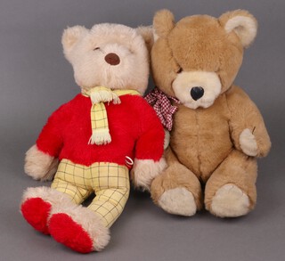 A Lefray teddy bear together with a Rupert The Bear 