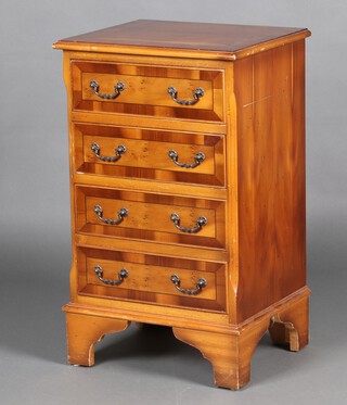 A Georgian style yew chest of 4 drawers, raised on bracket feet 74cm h x 45cm w x 37cm d 