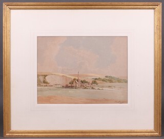 Watercolour drawing "Beeding Cement Works" study of the lime works near Bramber" dated 1935 26cm x 34cm, the reverse with label marked Jarrow Fund Exhibition 