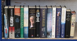 A collection of political biographies, all signed including Edward Heath, Ruth Rendall, Norman Naylor, John Major, Harold Wilson, Frederick Forsyth, etc