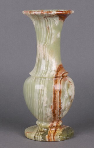 A green onyx club shaped vase 30cm 