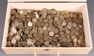 A quantity of thruppenny bits 