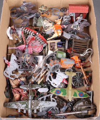 A quantity of various lead figures including soldiers