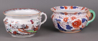 A Masons Ironstone chamber pot and a reproduction ditto 