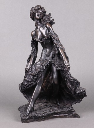 John Letts, a bronzed figure of a standing lady 41cm 