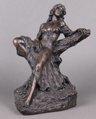 John Letts, a bronzed figure of a seated lady 24cm 