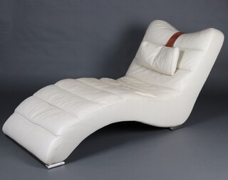 Contempo, a contemporary day bed, upholstered in white leather 82cm h x 151cm l x 81cm w 