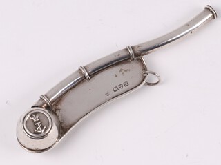 A silver bosun's call Chester 1912, possibly by Haseler Brothers (Edward John Haseler and Noble Haseler) marks rubbed