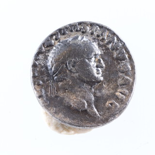 Roman Empire, Vespasian silver denarius coin, obv laureate head (r), rev Pax seated (l) holding olive branch and caduceus, Rome 70AD (S2285, RIC10, RSC94h)