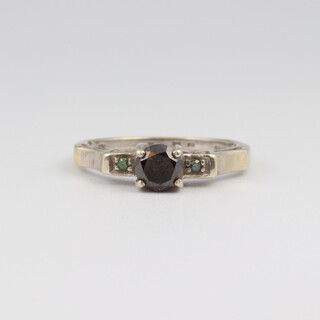 A 9ct white gold paste set ring, size N, 2.4 grams 